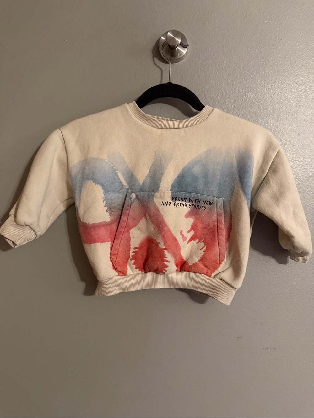 Zara Kids XOXO Graffiti Sweatshirt 2-3Y 98 Abstract Pocket